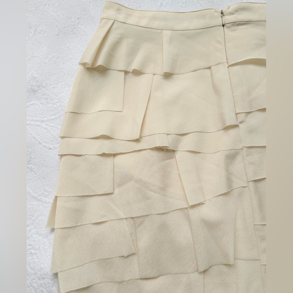 Forever 21 Cream Ruffle Mini Skirt Size L  Y2K Wester Chic Cottagecore Coquette - Picture 12 of 16